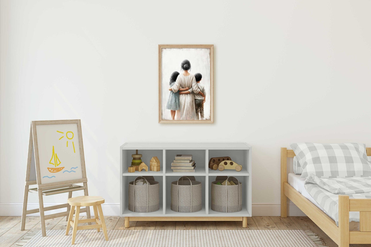 Mother and Children Wall Art – Family Living Room Print