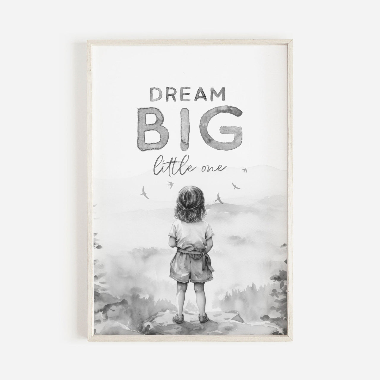 Girl on Mountain Ledge Wall Art – Inspirational Kids Room Print