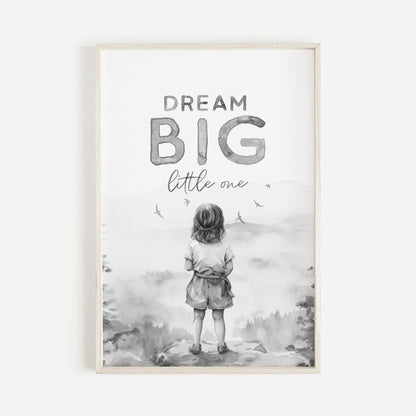 Empowering Quote Nursery Art, Dream Big Little One, Kids Room Decor - WildfieldPrints