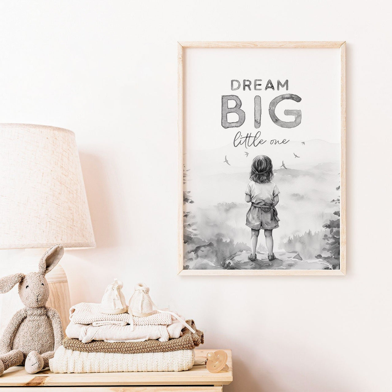 Girl on Mountain Ledge Wall Art – Inspirational Kids Room Print
