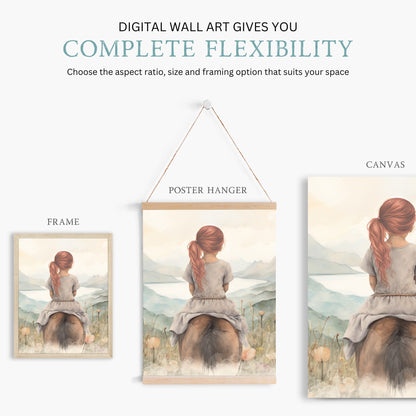 Enchanted Equestrian Adventure Prints, Vintage Watercolor Nursery Decor - WildfieldPrints