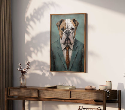 English Bulldog Art, Vintage Dog Print, Rustic Bulldog Decor - WildfieldPrints