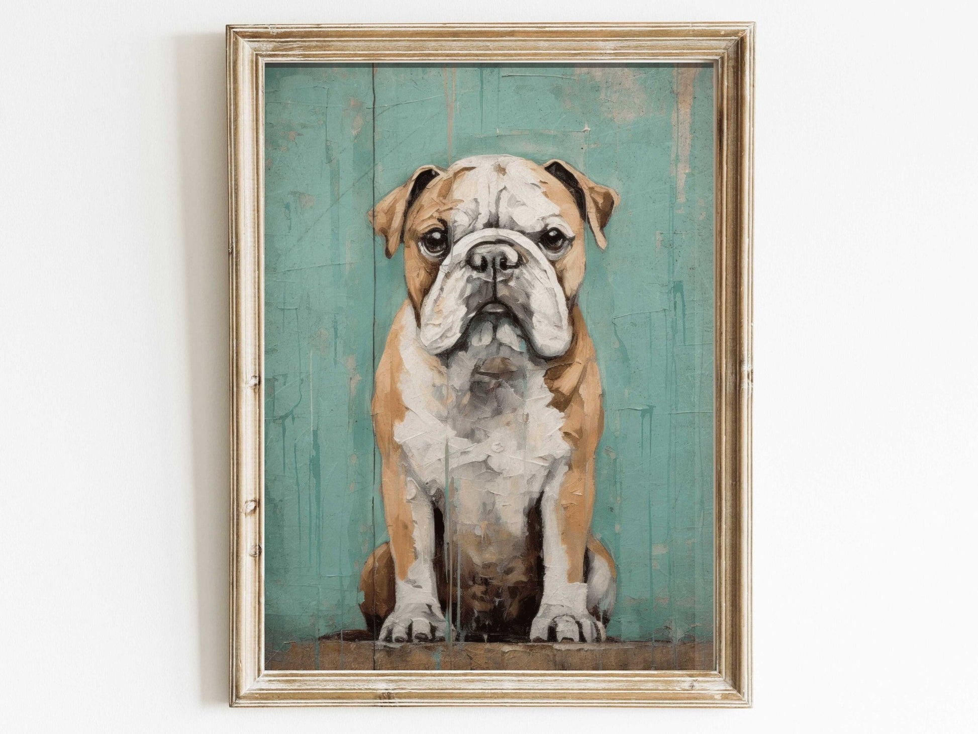 English Bulldog Wall Art, Vintage Dog Portrait, Gift for Dog Lovers - WildfieldPrints