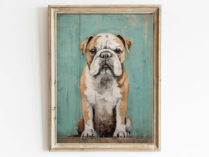 English Bulldog Wall Art, Vintage Dog Portrait, Gift for Dog Lovers - WildfieldPrints
