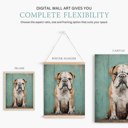 English Bulldog Wall Art, Vintage Dog Portrait, Gift for Dog Lovers - WildfieldPrints