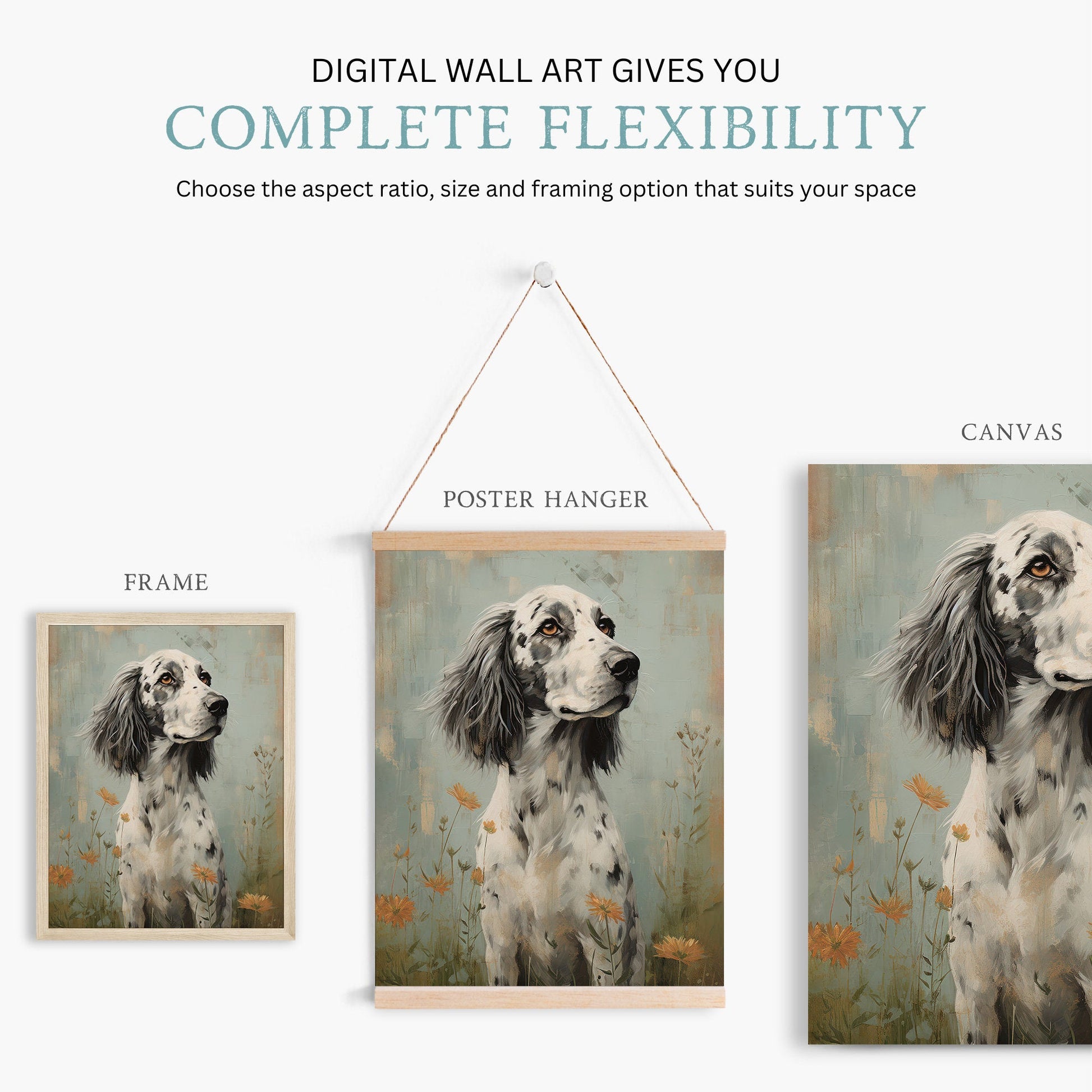 English Setter Art Print, Vintage Dog Portrait, Unique Canine Decor - WildfieldPrints