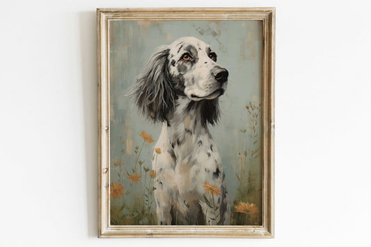 English Setter Art Print, Vintage Dog Portrait, Unique Canine Decor - WildfieldPrints
