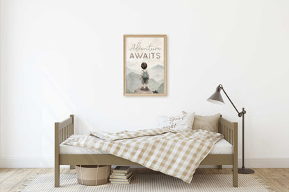 Explorer Wall Art, Vintage Mountain Decor, Adventure Awaits - WildfieldPrints