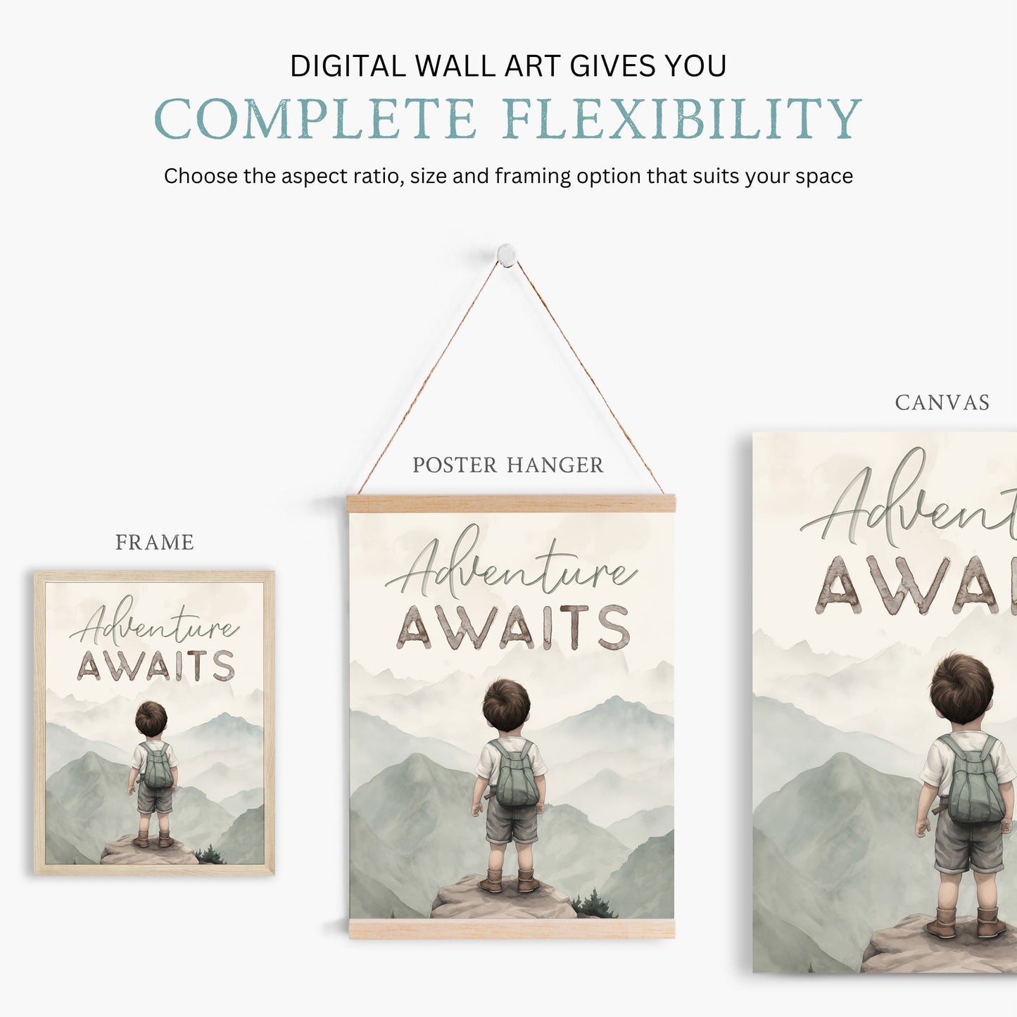 Explorer Wall Art, Vintage Mountain Decor, Adventure Awaits - WildfieldPrints