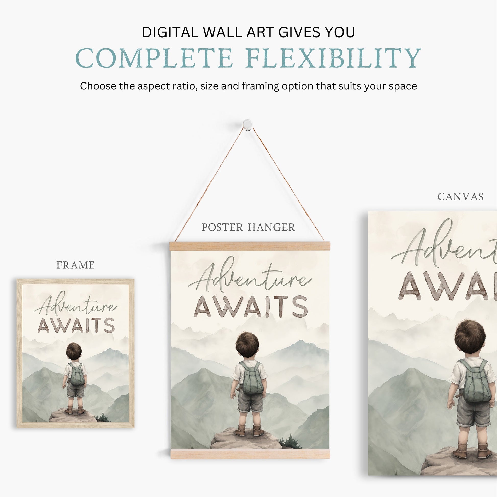 Explorer Wall Art, Vintage Mountain Decor, Adventure Awaits - WildfieldPrints