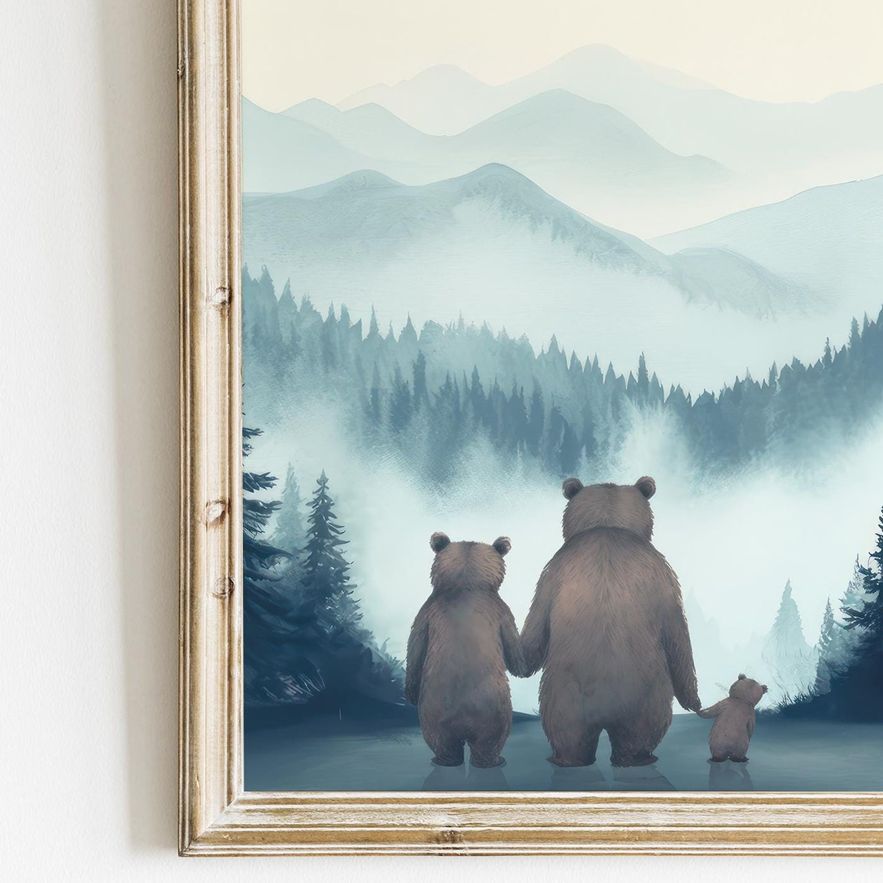 Bear Family Wall Art – Animal Nursery Print for Kids' Room • Set of 3