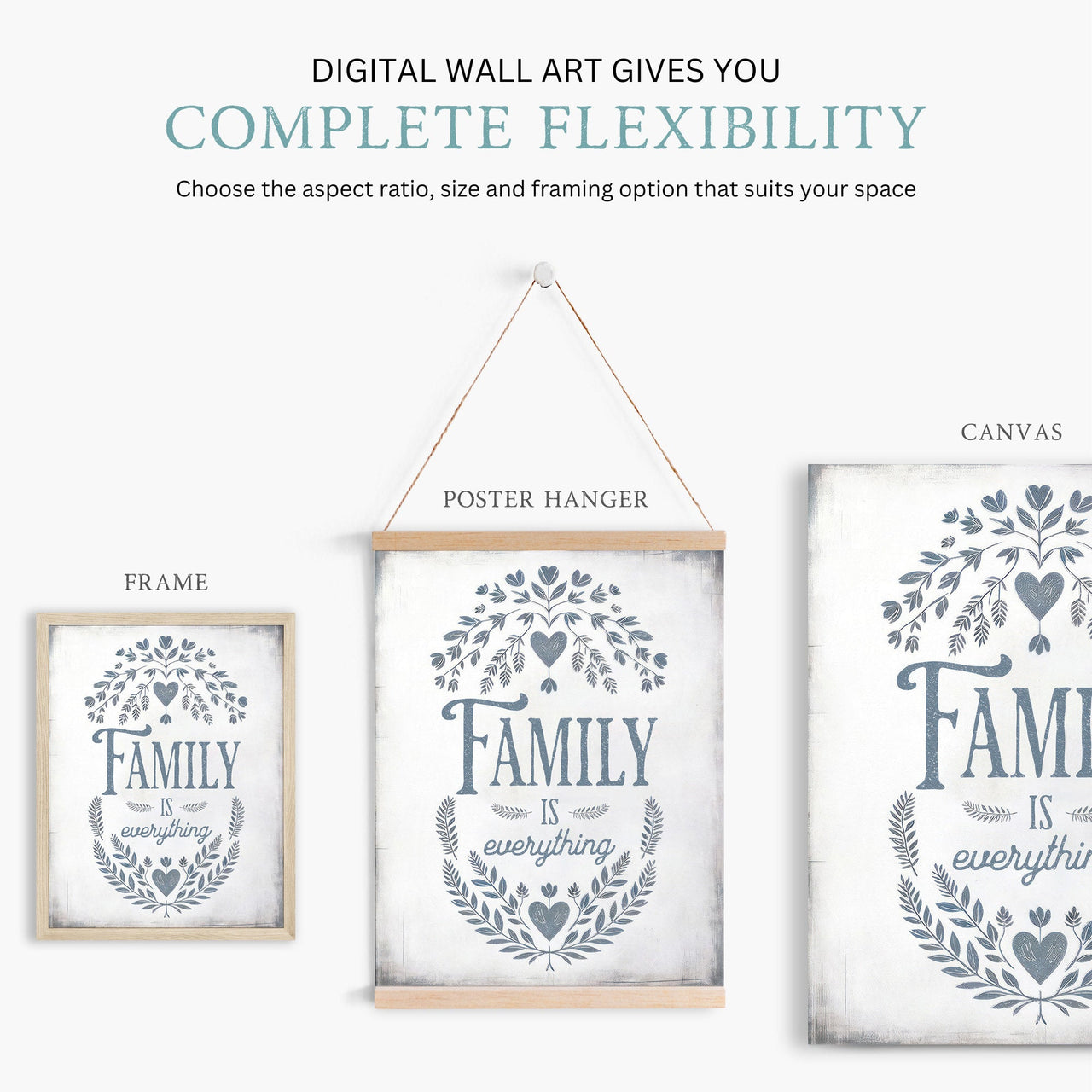 Family Quote Wall Art – Vintage Living Room Print
