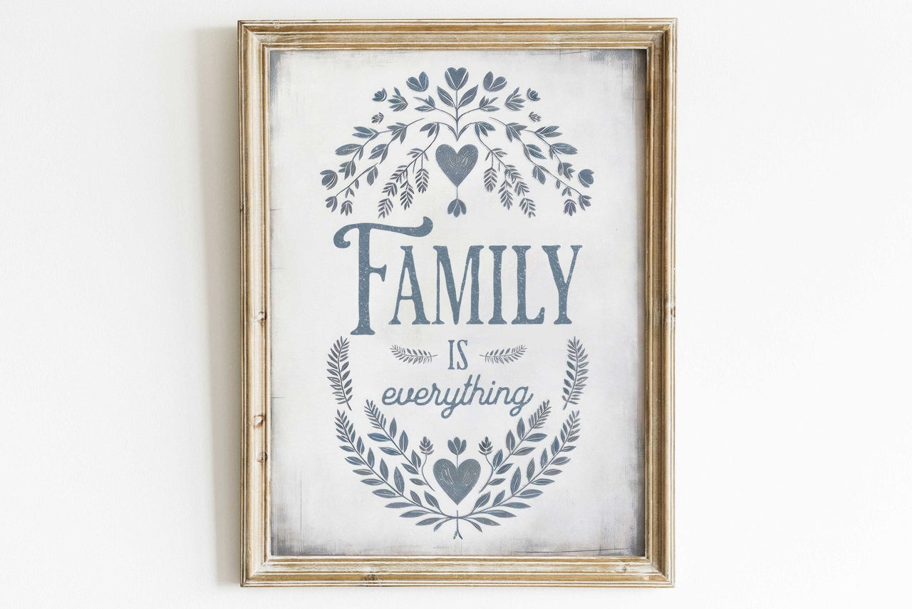 Family Quote Wall Art – Vintage Living Room Print
