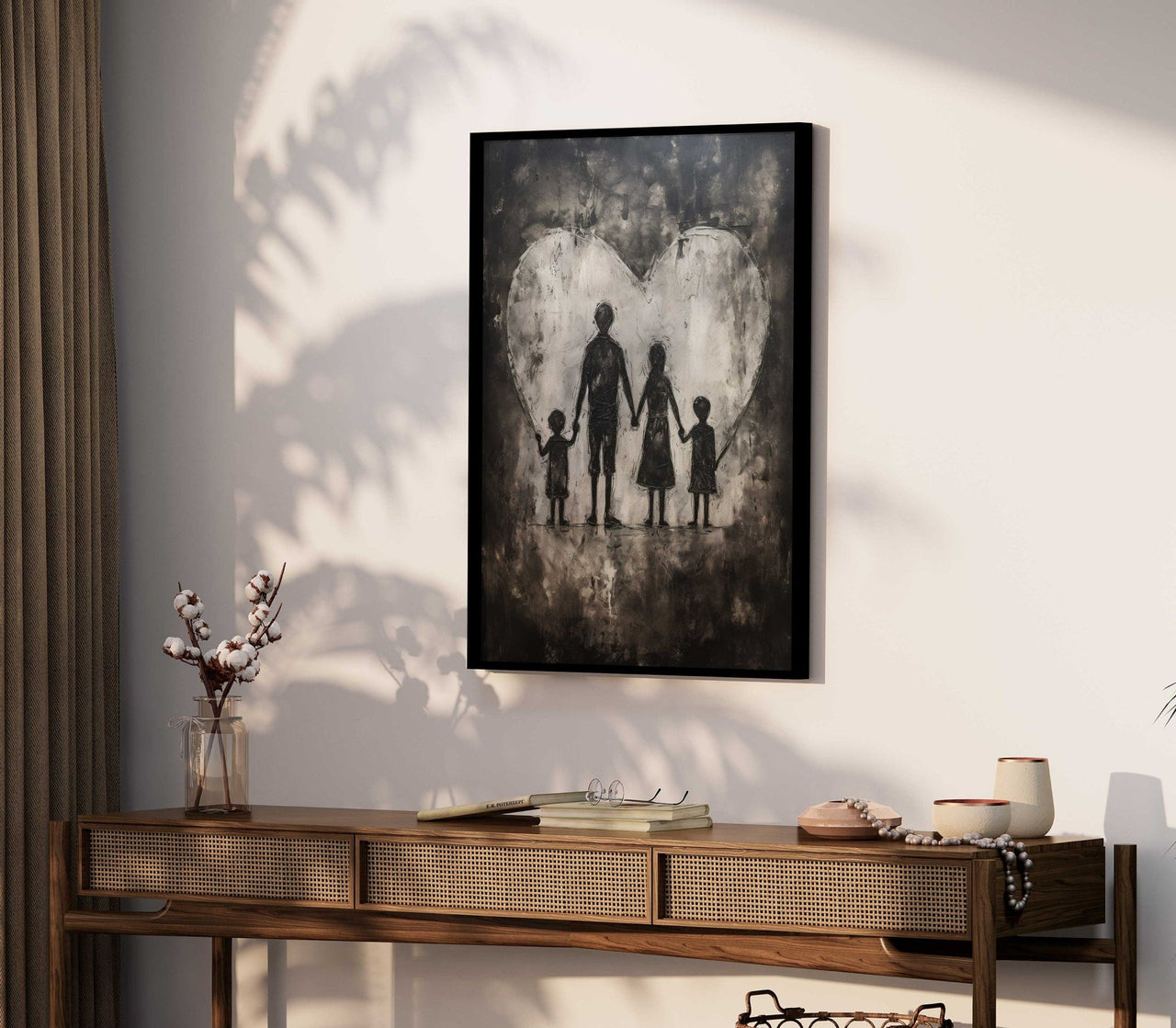 Family Silhouette Wall Art – Rustic Farmhouse Print for Family Room