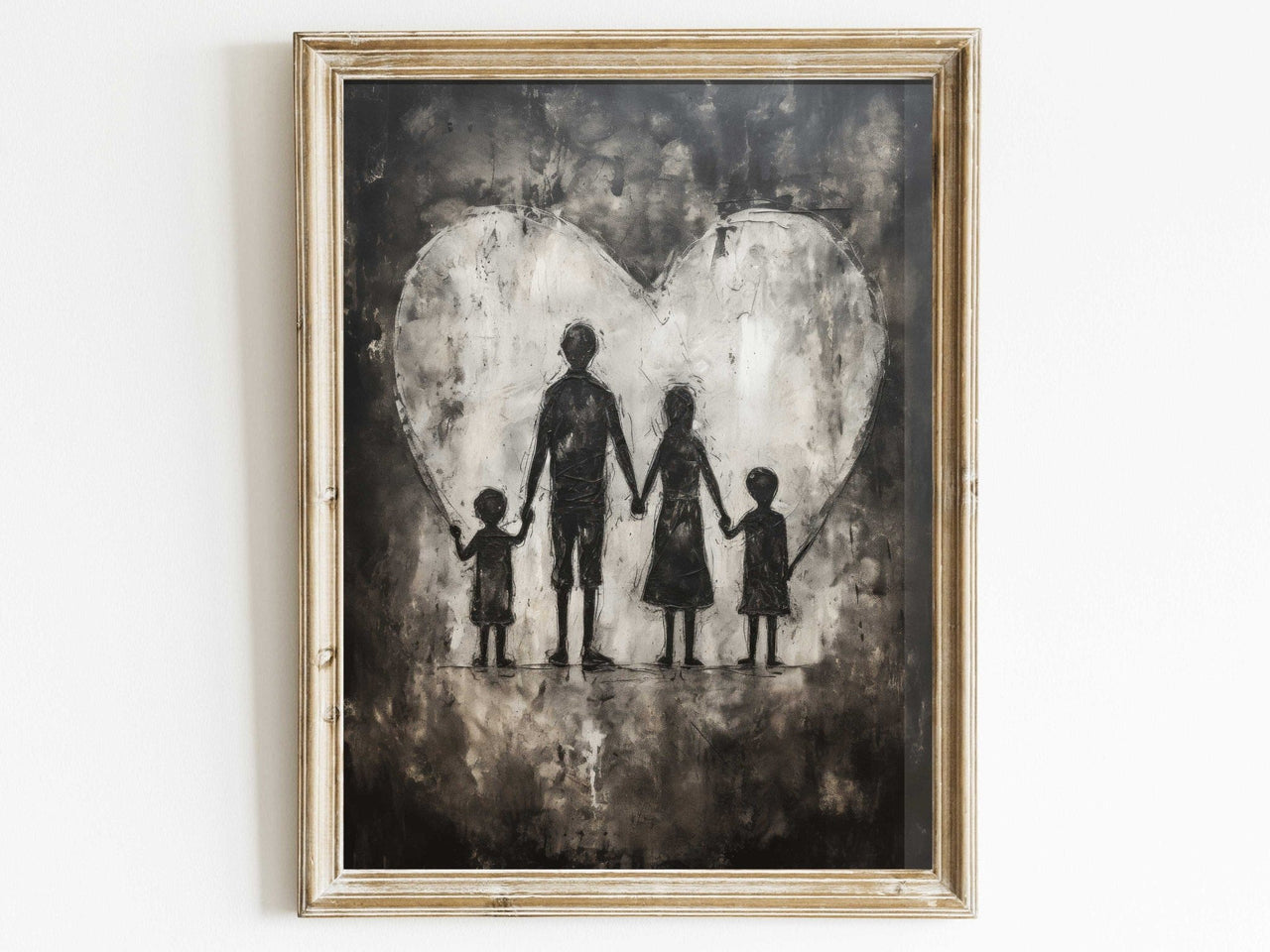 Family Silhouette Wall Art – Rustic Farmhouse Print for Family Room