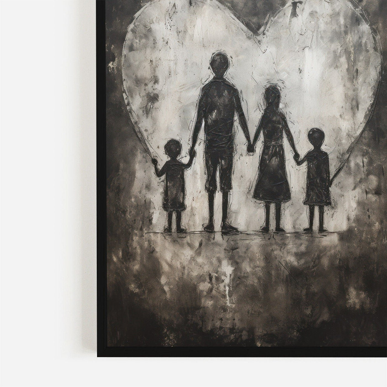 Family Silhouette Wall Art – Rustic Farmhouse Print for Family Room