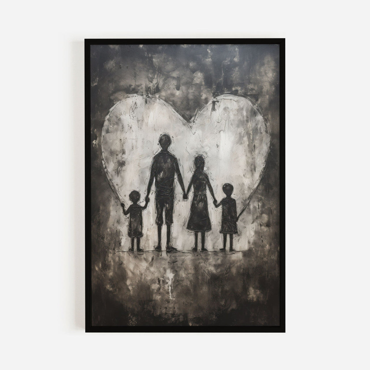 Family Silhouette Wall Art – Rustic Farmhouse Print for Family Room