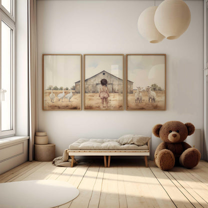 Farm Animal Nursery Art, Charming Decor for Little Ones, Girls Room - WildfieldPrints