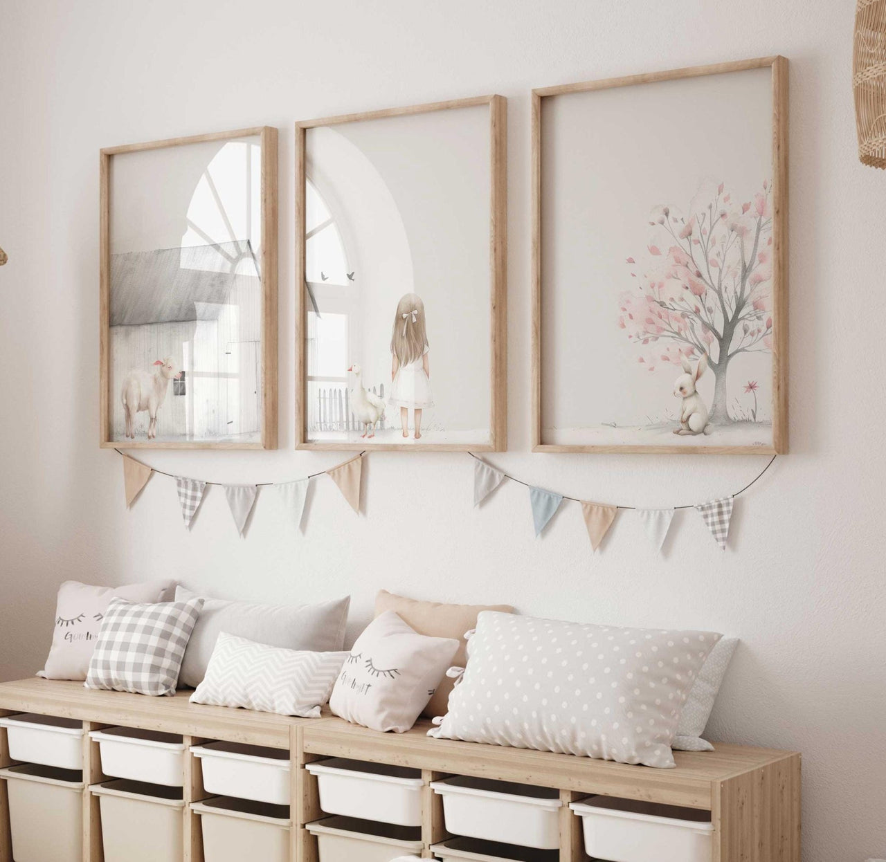 Goose Wall Art – Farm Animal Nursery Print for Girls • Set of 3
