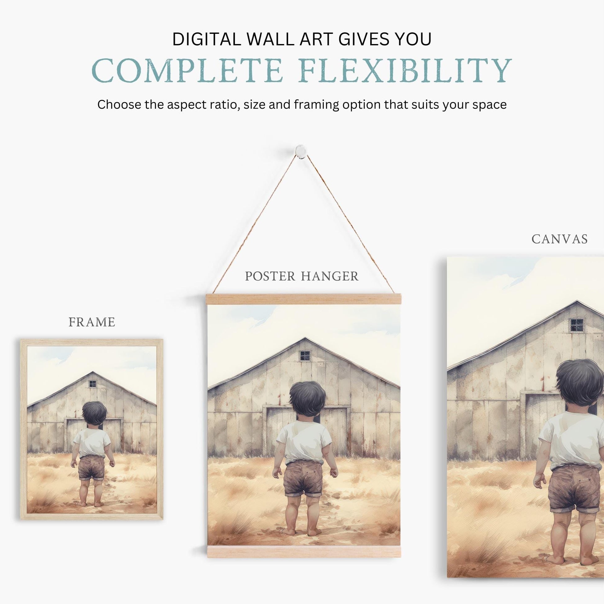 Farm Animal Nursery Prints, Vintage Boy Room Decor, Countryside Art - WildfieldPrints