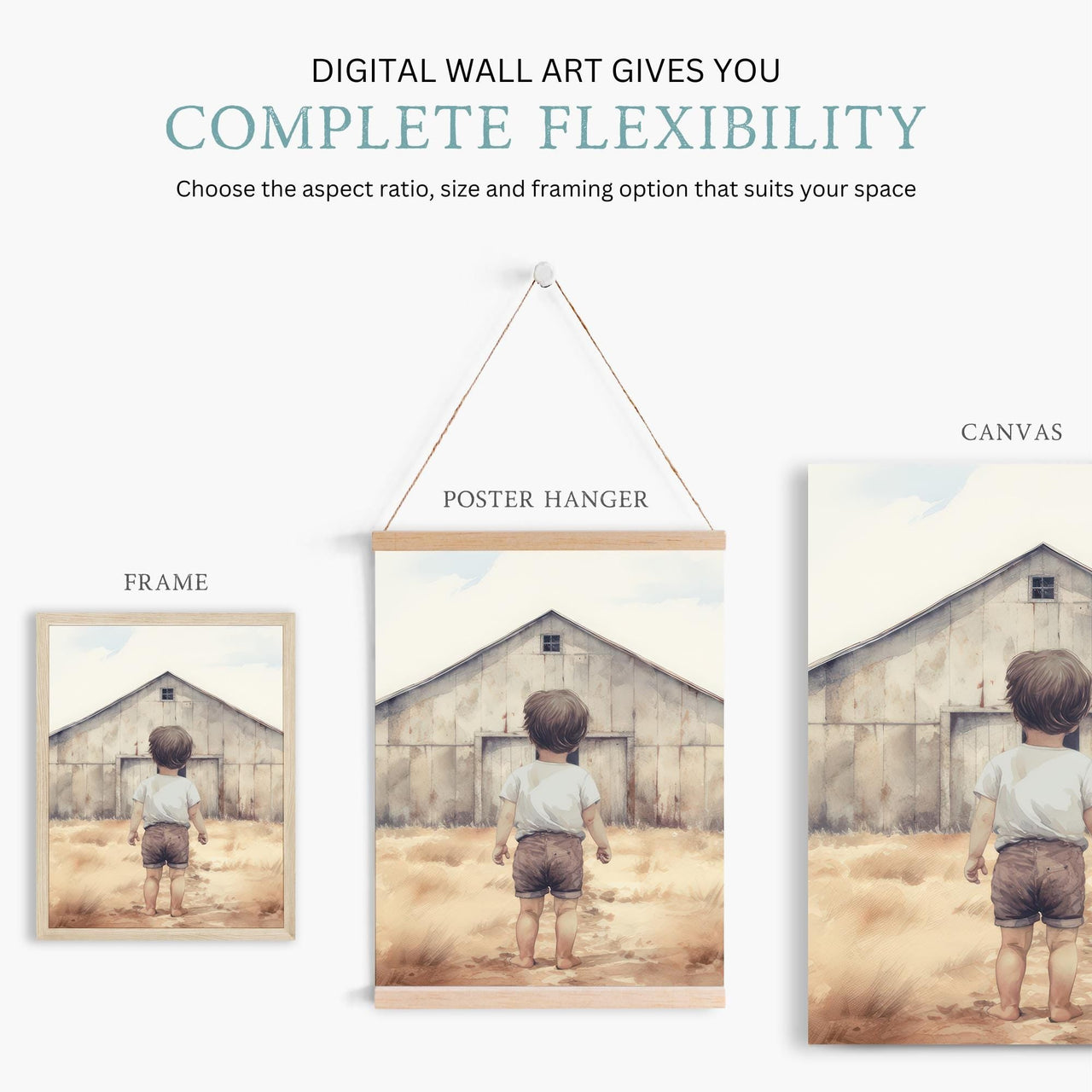 Goats & Geese Wall Art – Farm Boys Room Print • Set of 3
