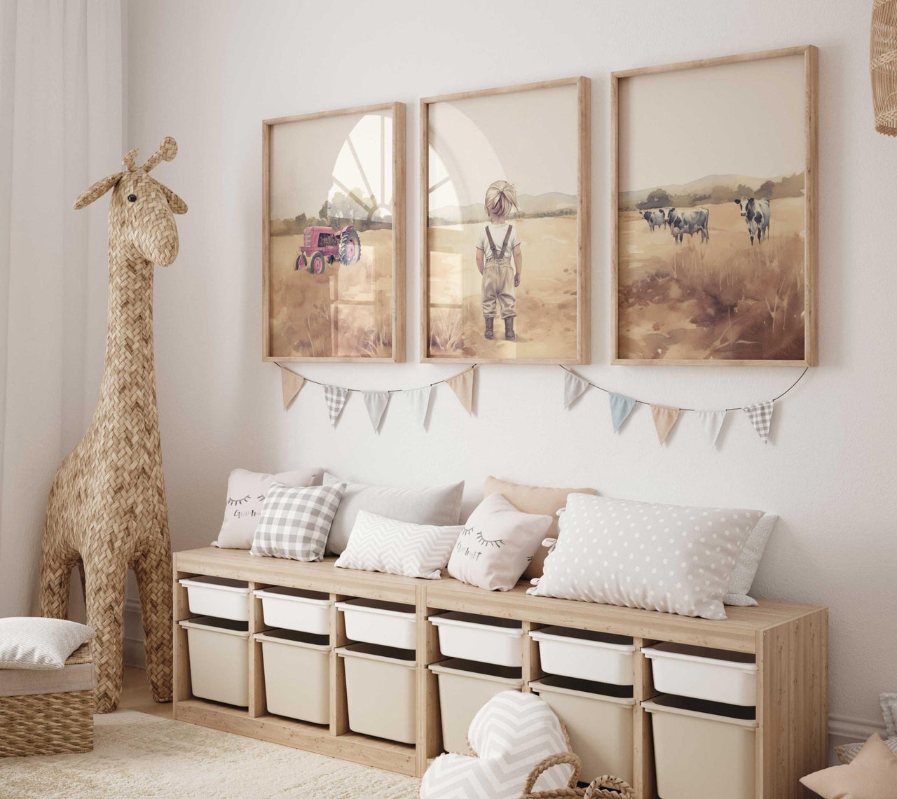 Farm Girl Wall Art – Country Nursery Print for Girls Room • Set of 3