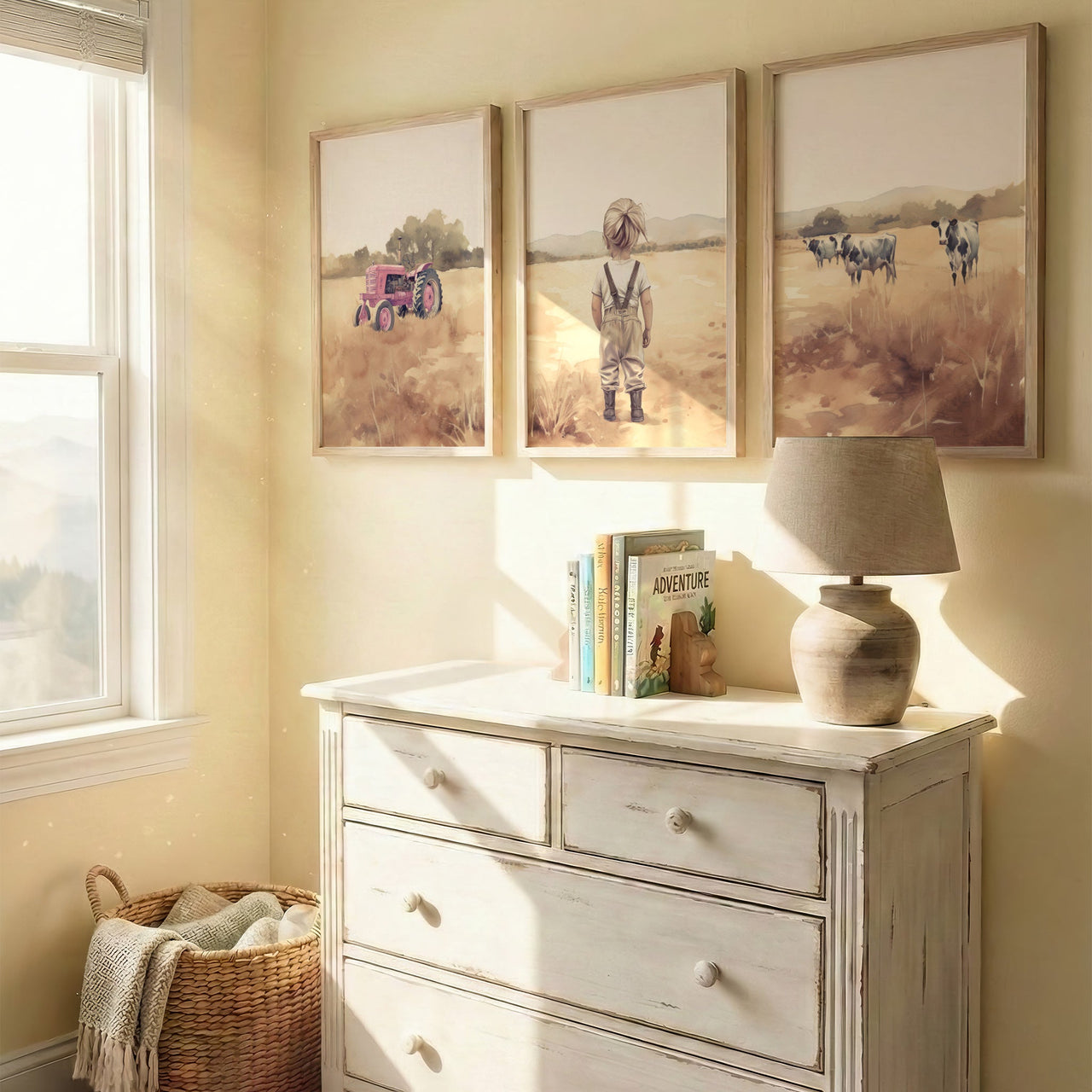 Farm Girl Wall Art – Country Nursery Print for Girls Room • Set of 3
