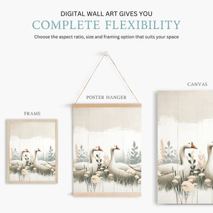 Farm Goose Wall Art, Vintage Animal Print, Rustic Home Decor - WildfieldPrints