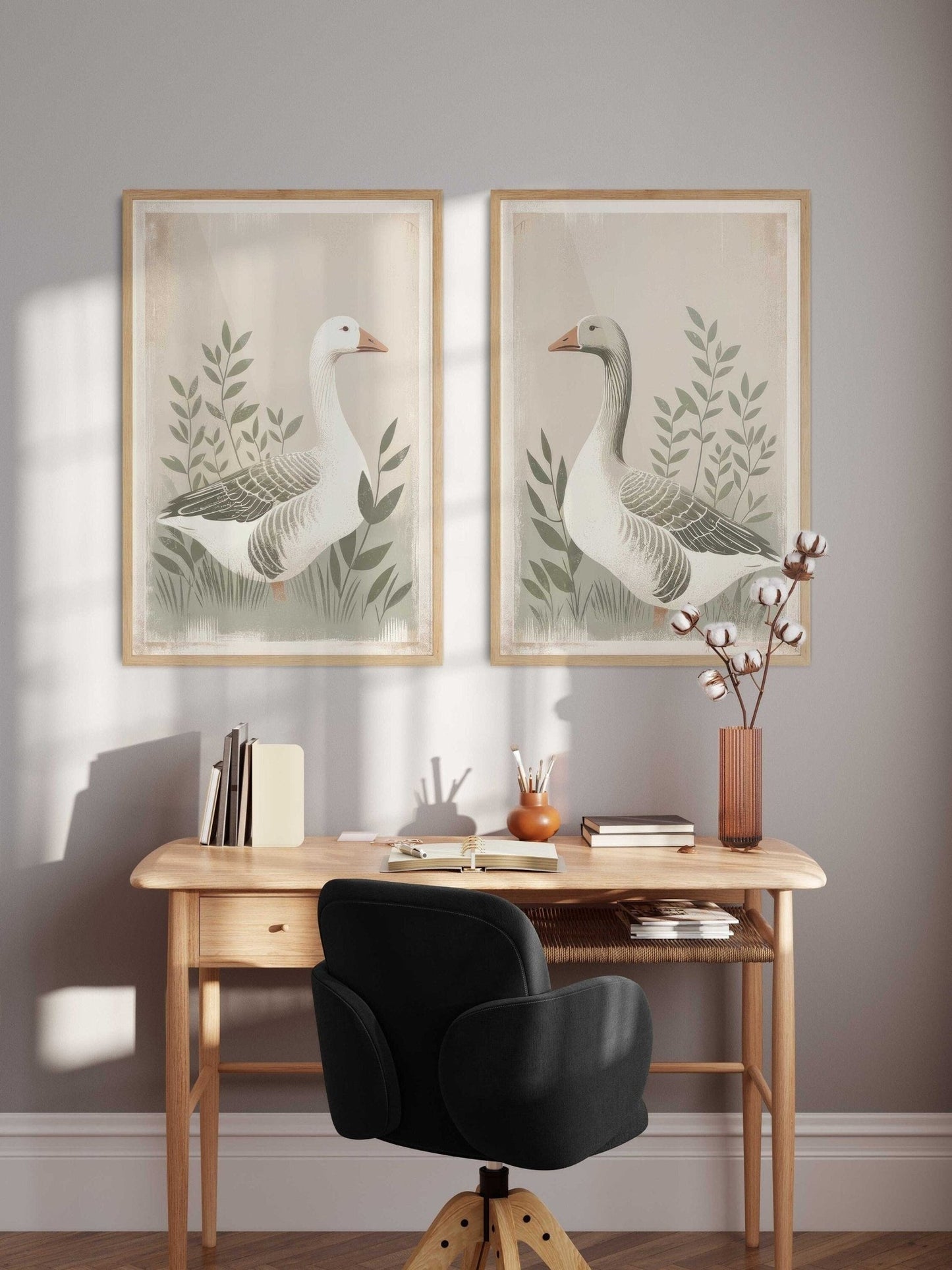 Farm Goose Wall Art, Vintage Animal Print, Rustic Home Decor - WildfieldPrints