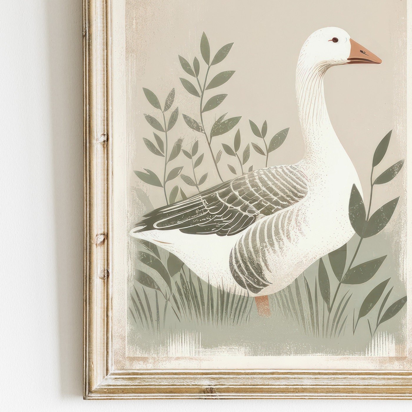 Farm Goose Wall Art, Vintage Animal Print, Rustic Home Decor - WildfieldPrints