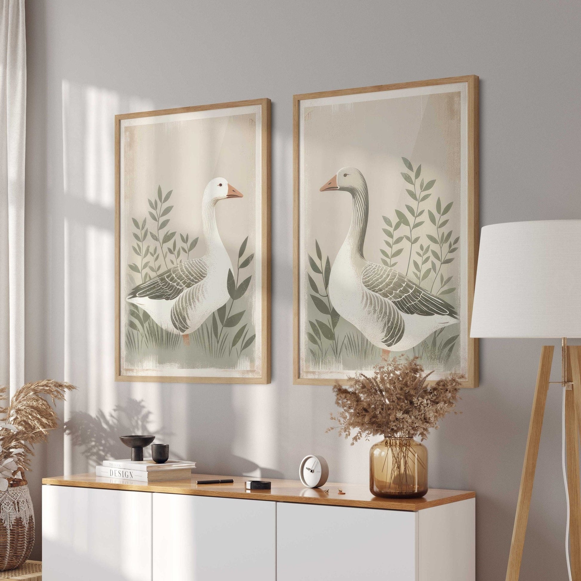 Farm Goose Wall Art, Vintage Animal Print, Rustic Home Decor - WildfieldPrints