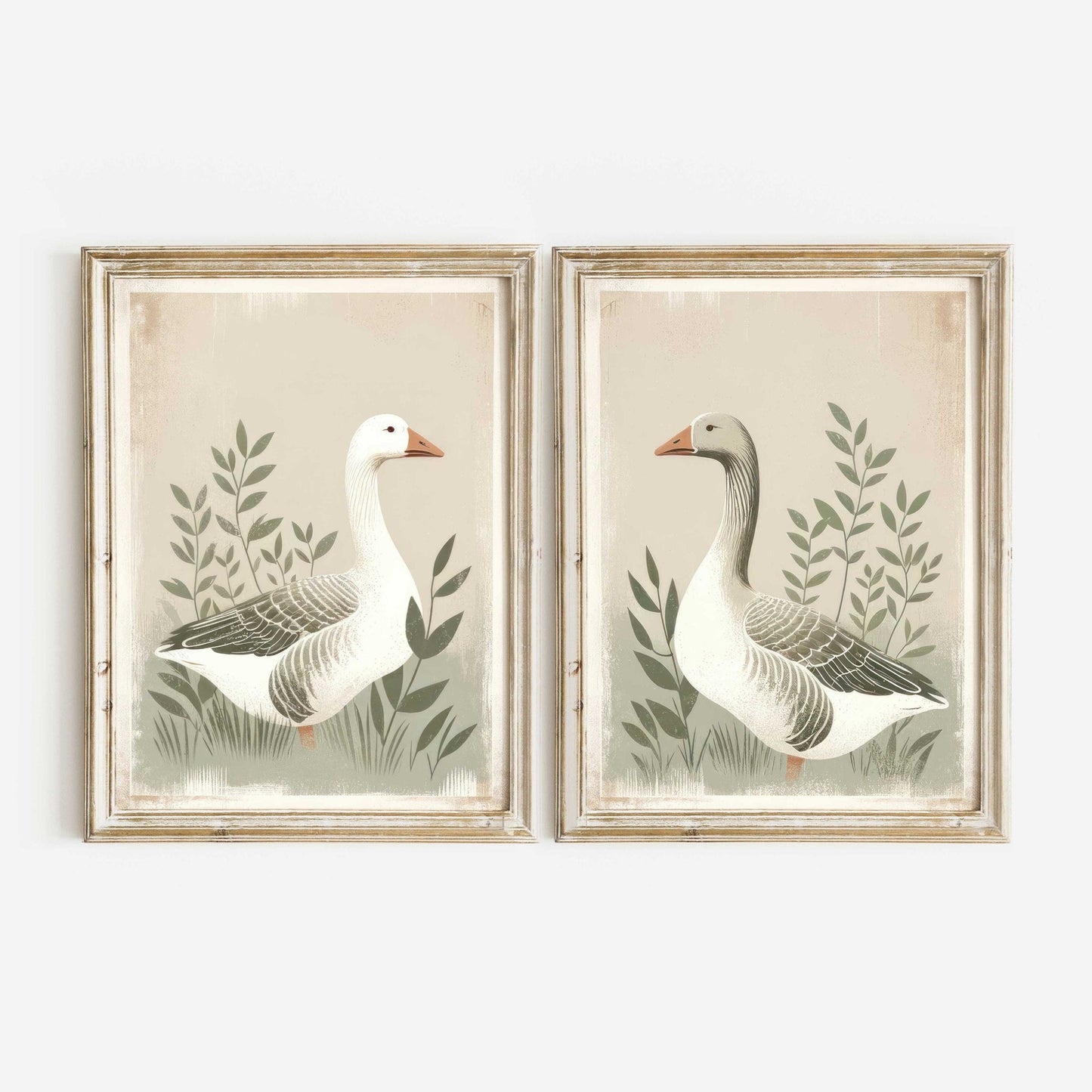 Farm Goose Wall Art, Vintage Animal Print, Rustic Home Decor - WildfieldPrints