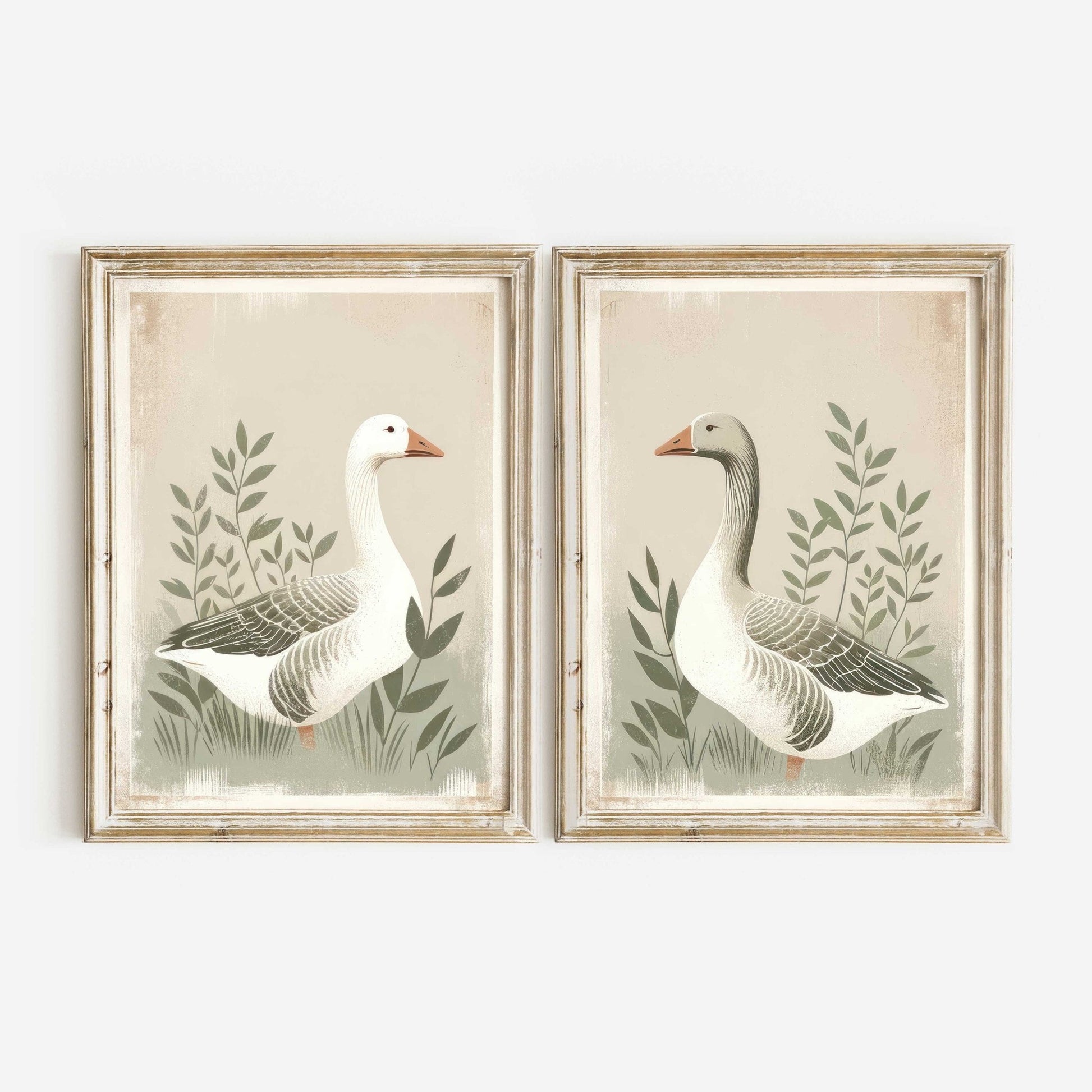 Farm Goose Wall Art, Vintage Animal Print, Rustic Home Decor - WildfieldPrints