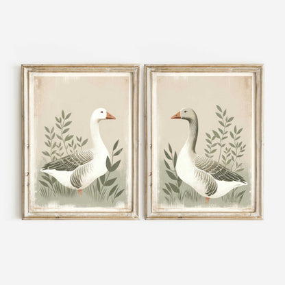 Farm Goose Wall Art, Vintage Animal Print, Rustic Home Decor - WildfieldPrints