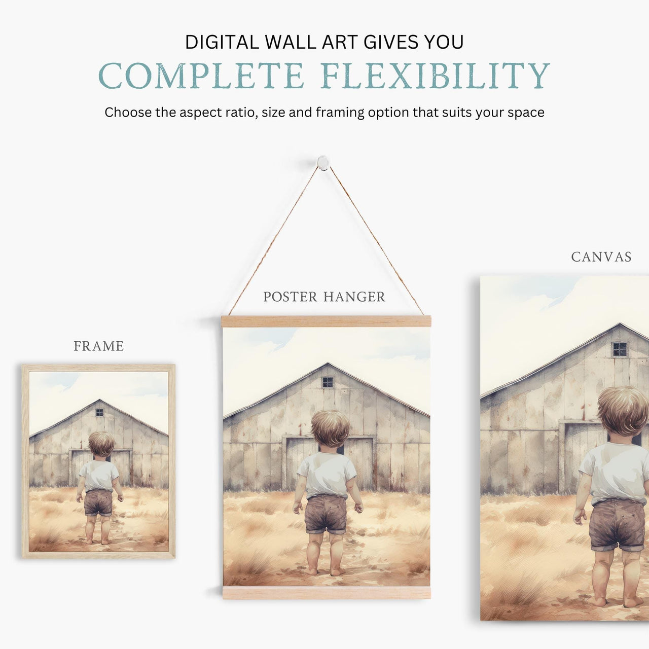 Goats & Geese Wall Art – Farm Boys Room Print • Set of 3