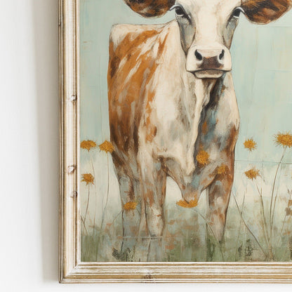 Farmhouse Cow Wall Art, Rustic Home Decor, Farm Animal Print - WildfieldPrints