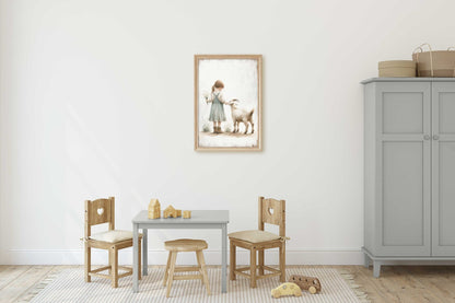 Farmhouse Goat Wall Art, Vintage Nursery Decor, Girls Room Accent - WildfieldPrints