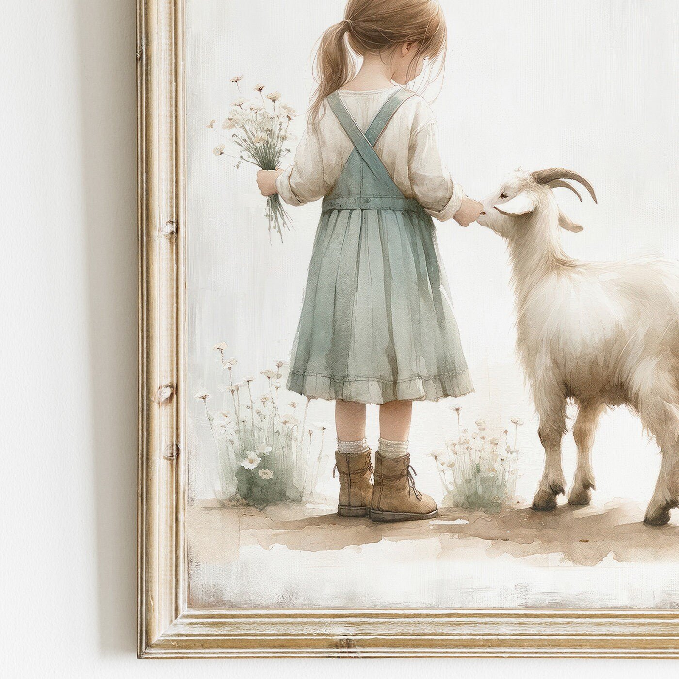 Farmhouse Goat Wall Art, Vintage Nursery Decor, Girls Room Accent - WildfieldPrints
