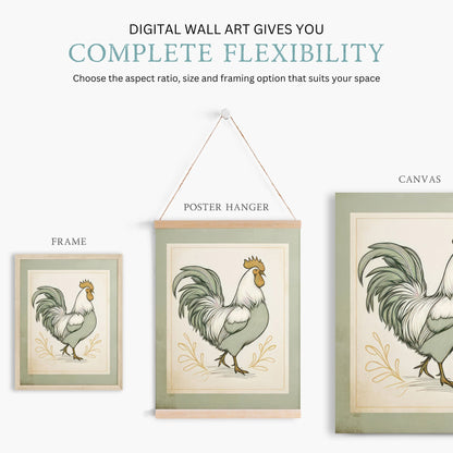 Farmhouse Goose & Rooster Wall Art, Vintage Animal Prints, Set of 2 - WildfieldPrints