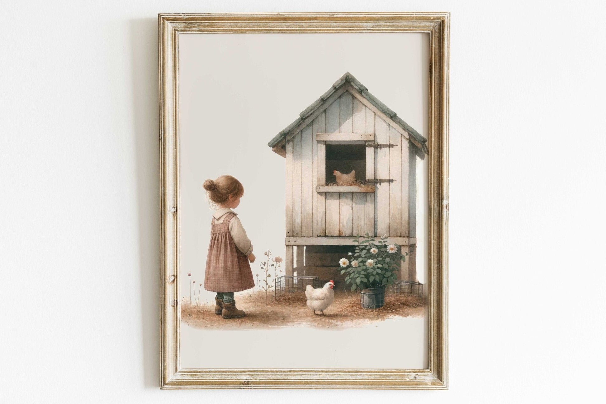 Farmhouse Nursery Decor, Chicken Wall Art, Vintage Girls Room Decor - WildfieldPrints