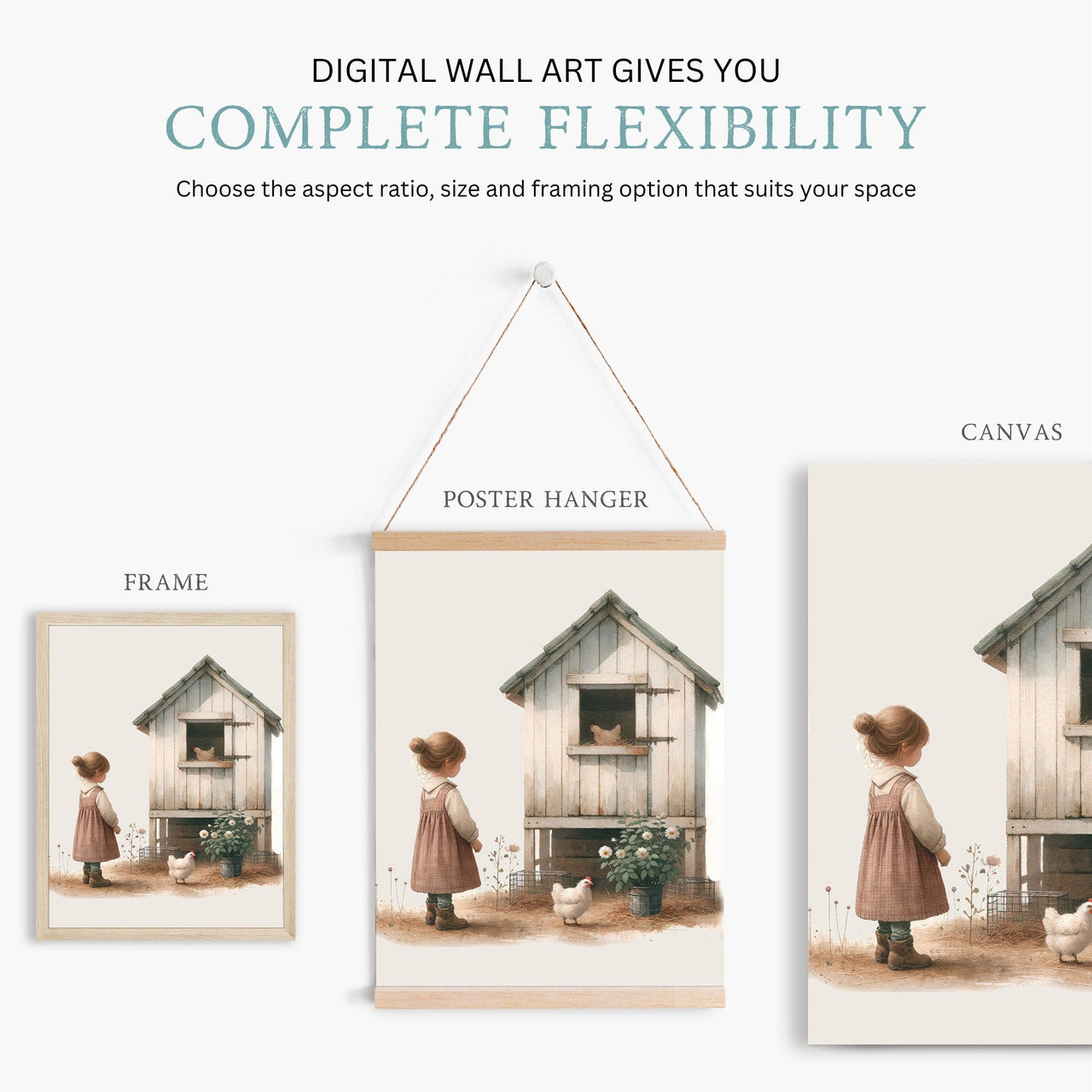 Chicken Wall Art – Farm Girls Room Print
