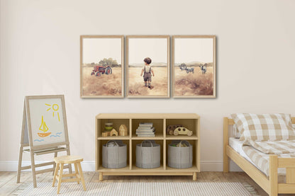 Farmhouse Nursery Decor, Little Farm Boy Art, Country Style Wall Decor - WildfieldPrints