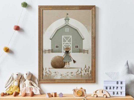 Farmhouse Nursery Decor, Sage Green Art Print, Country Room Wall Art - WildfieldPrints