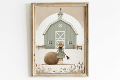 Farmhouse Nursery Decor, Sage Green Art Print, Country Room Wall Art - WildfieldPrints
