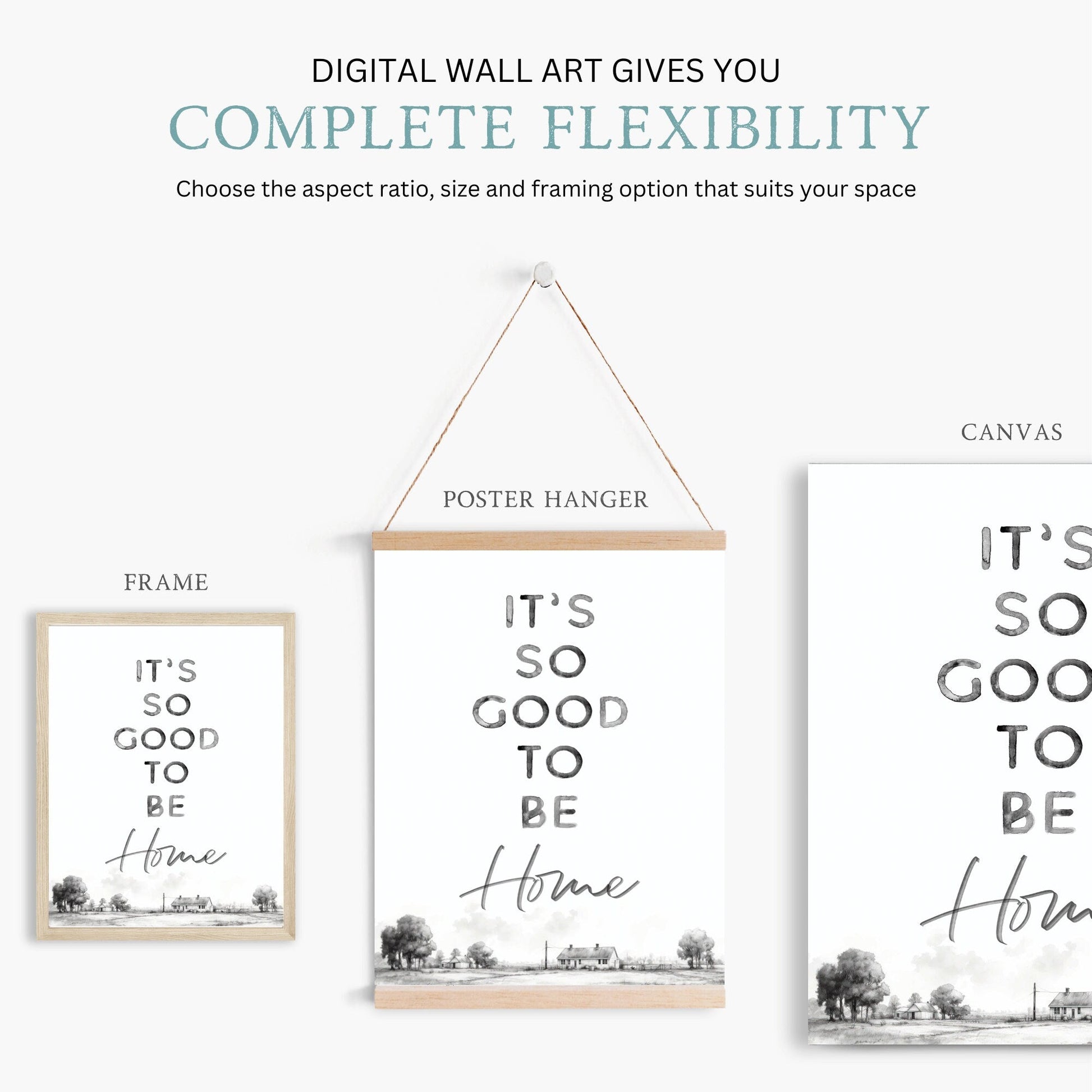 Farmhouse Quote Wall Art, Vintage Watercolor Decor, Home Sweet Home Print - WildfieldPrints