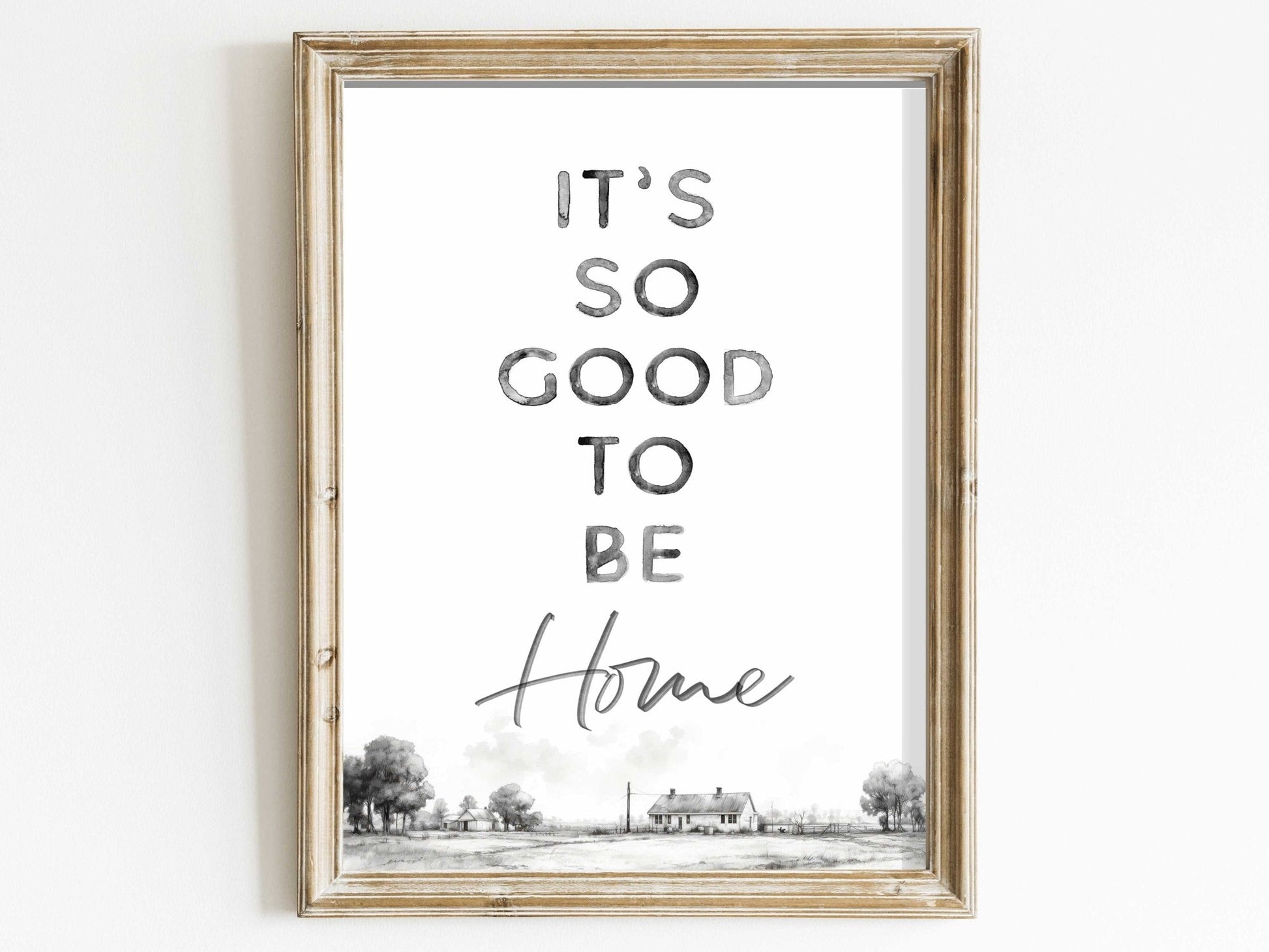 Farmhouse Quote Wall Art, Vintage Watercolor Decor, Home Sweet Home Print - WildfieldPrints