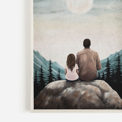 Father Daughter Bond Painting, Gift for Dads, Rustic Family Wall Art - WildfieldPrints