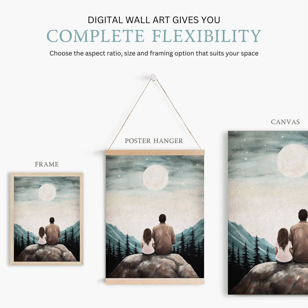 Father Daughter Bond Wall Art – Family Girls Room Print