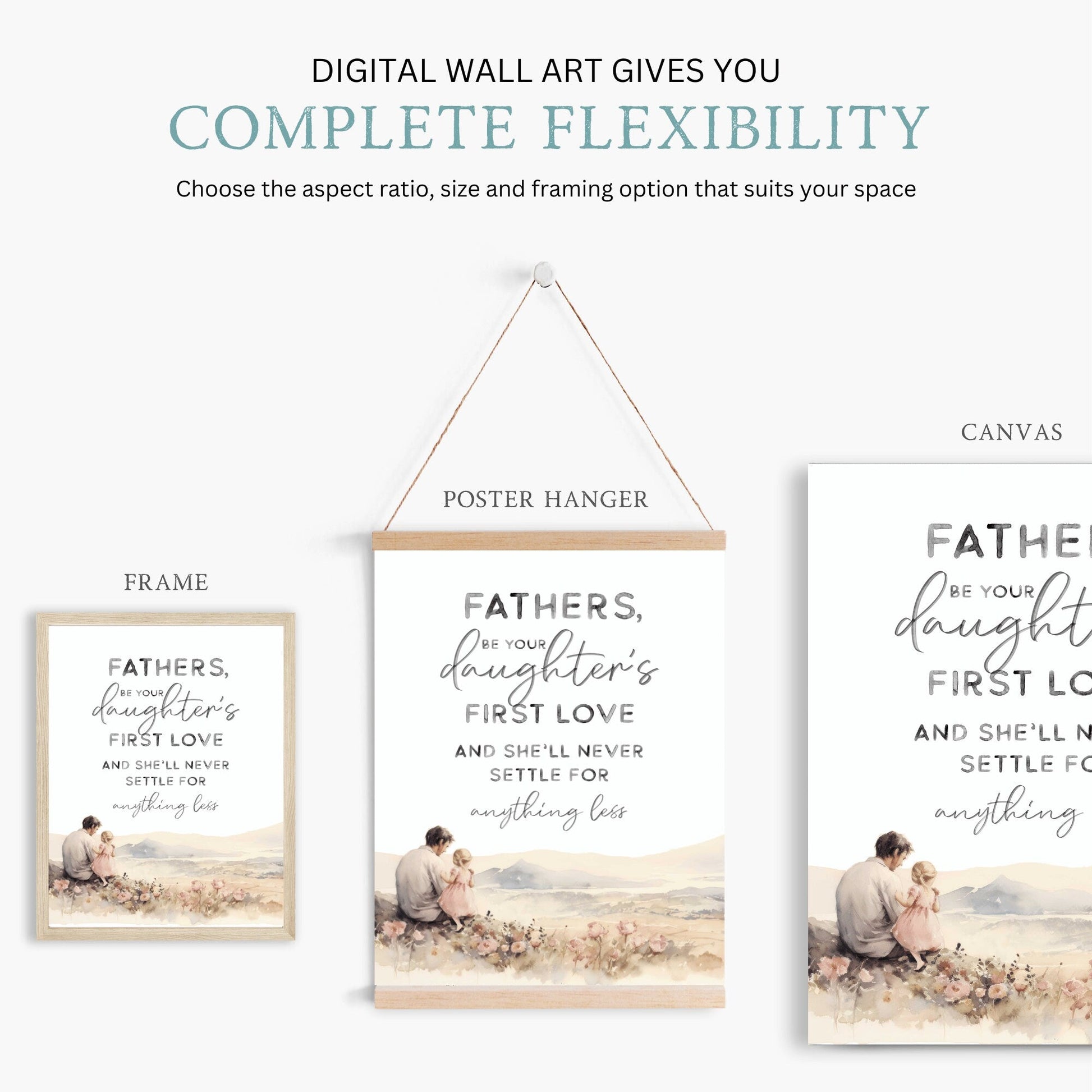 Father Daughter Quote Art, Dad and Daughter Wall Decor, Nursery Decor - WildfieldPrints