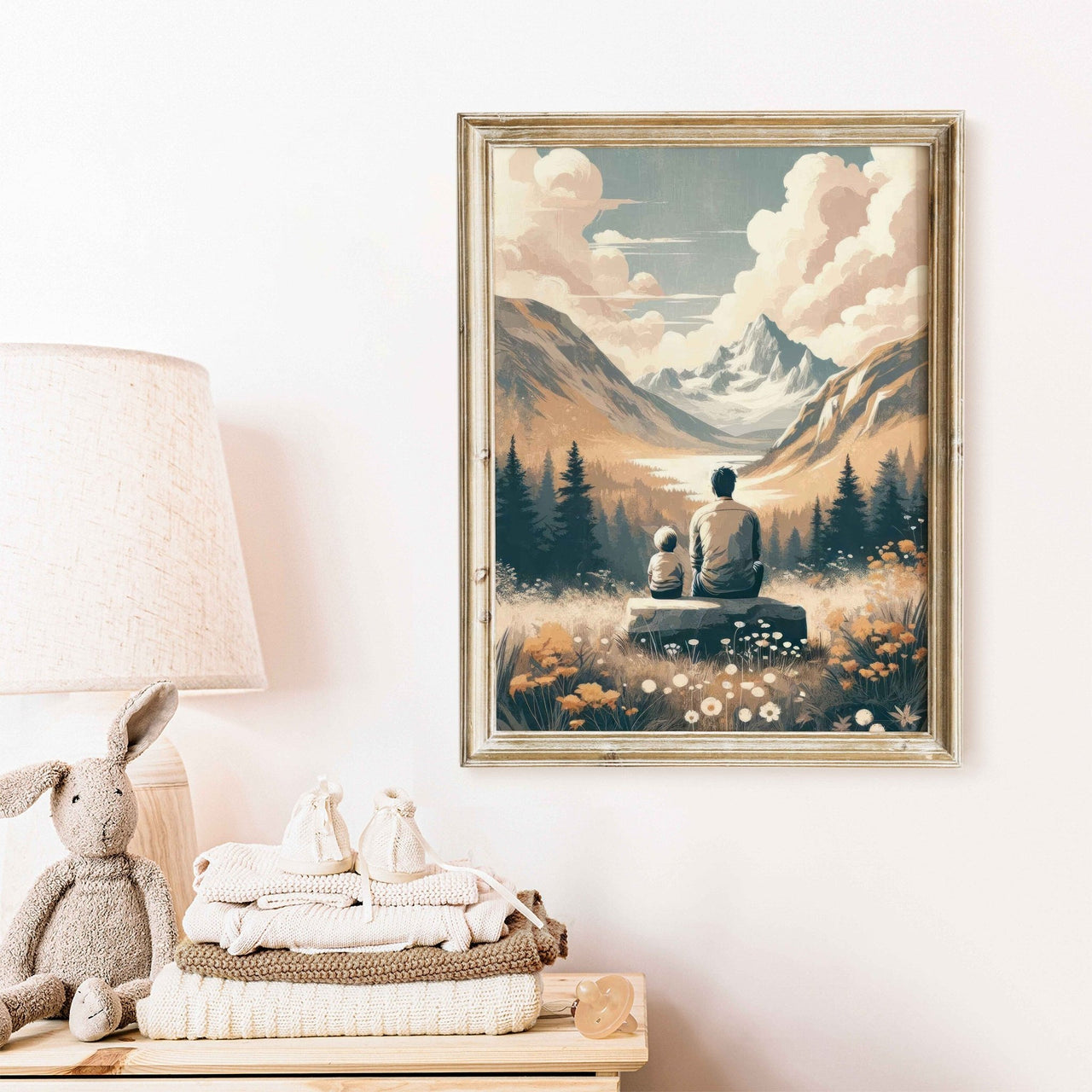 Father & Son Bond Wall Art – Family Adventure Nursery Print